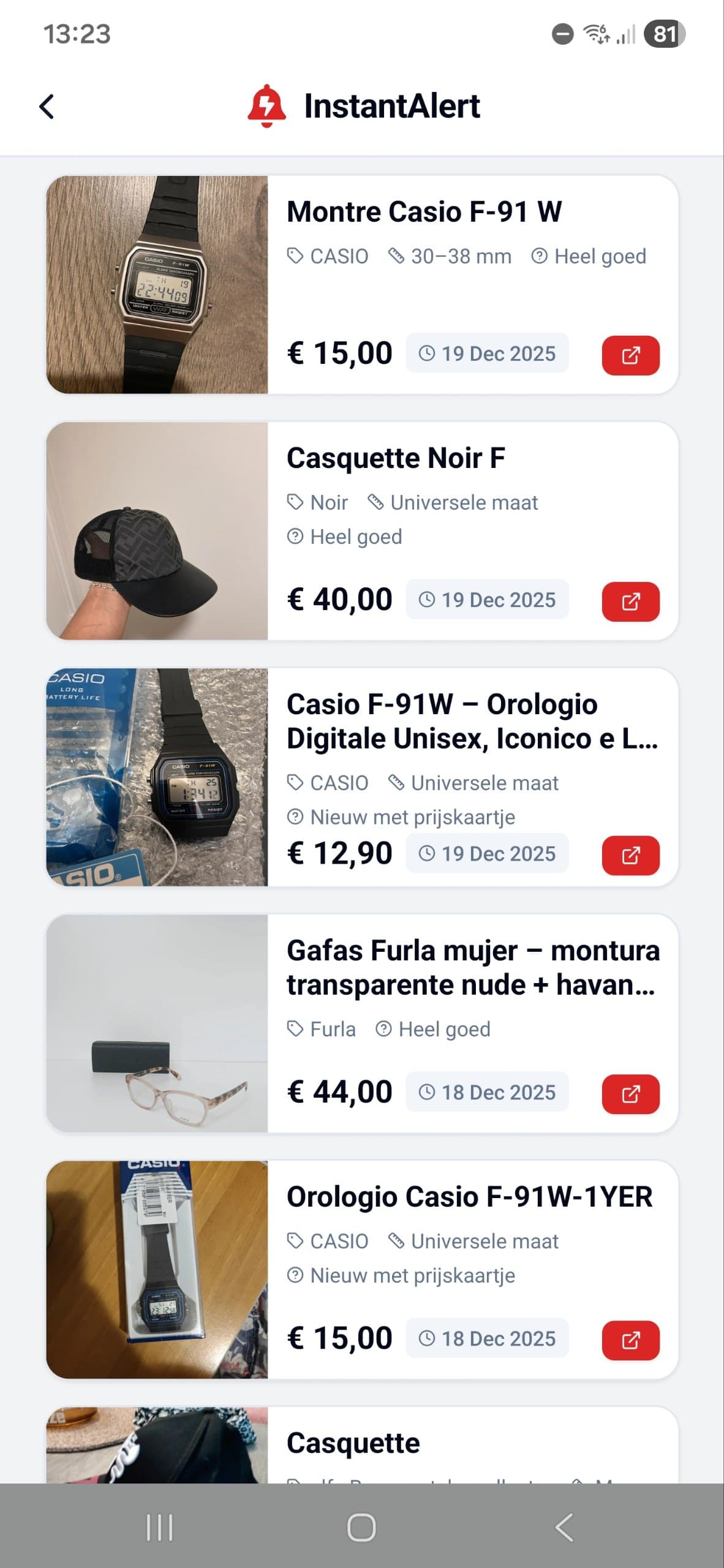 Mobile app results view